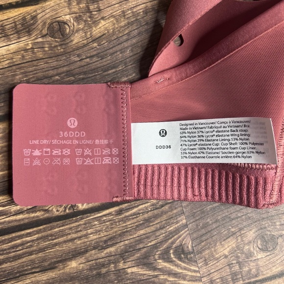Lululemon AirSupport Bra Size 36DDD NWT Brier Rose/Pink Puff (High Support) - Picture 9 of 13